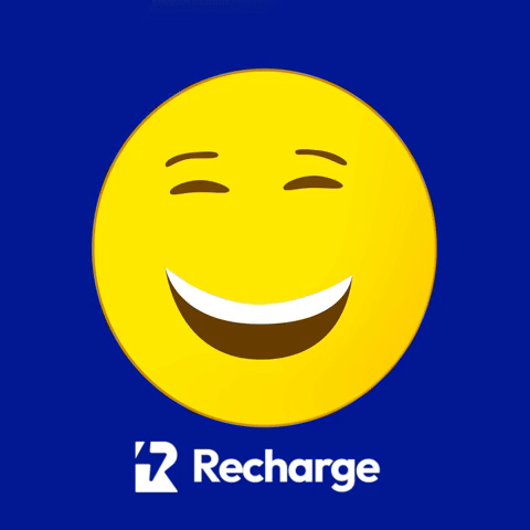 A smiley face emoji accompanied by company branding. Gif making by Video Posts